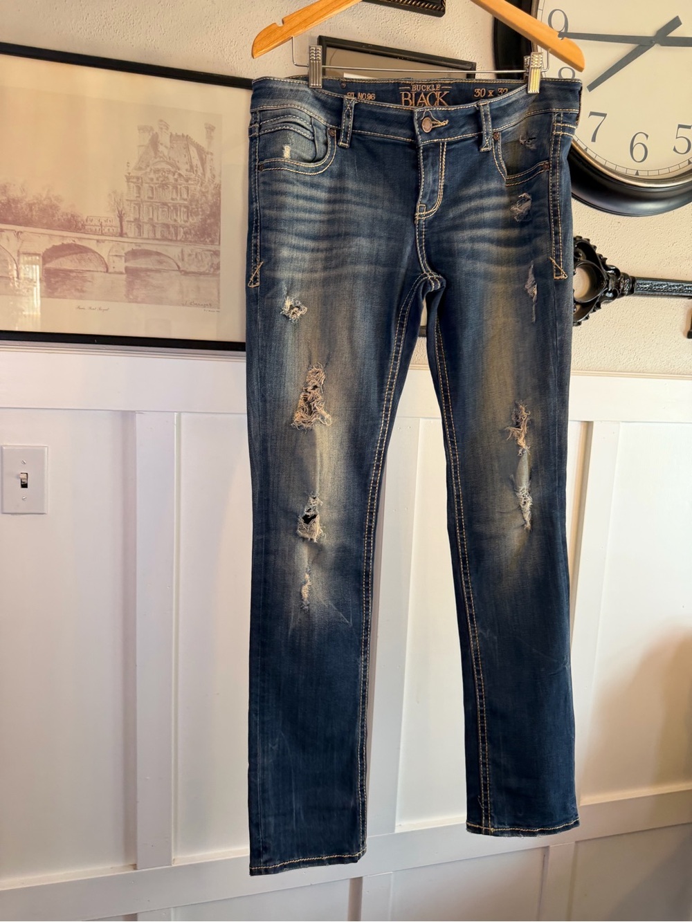 Buckle Black Women's Distressed Skinny/straight Jeans Sz 30/32 k472